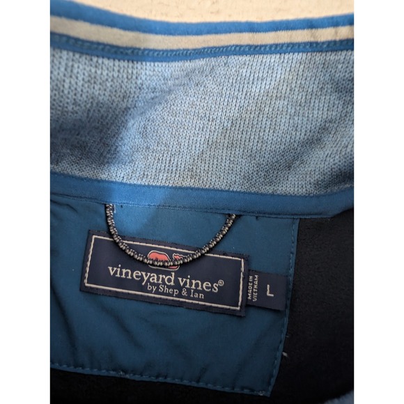 Vineyard Vines Men L Martha Vine Blue Mountain Fleece 1/4-Zip Pullover Sweater - Picture 8 of 9